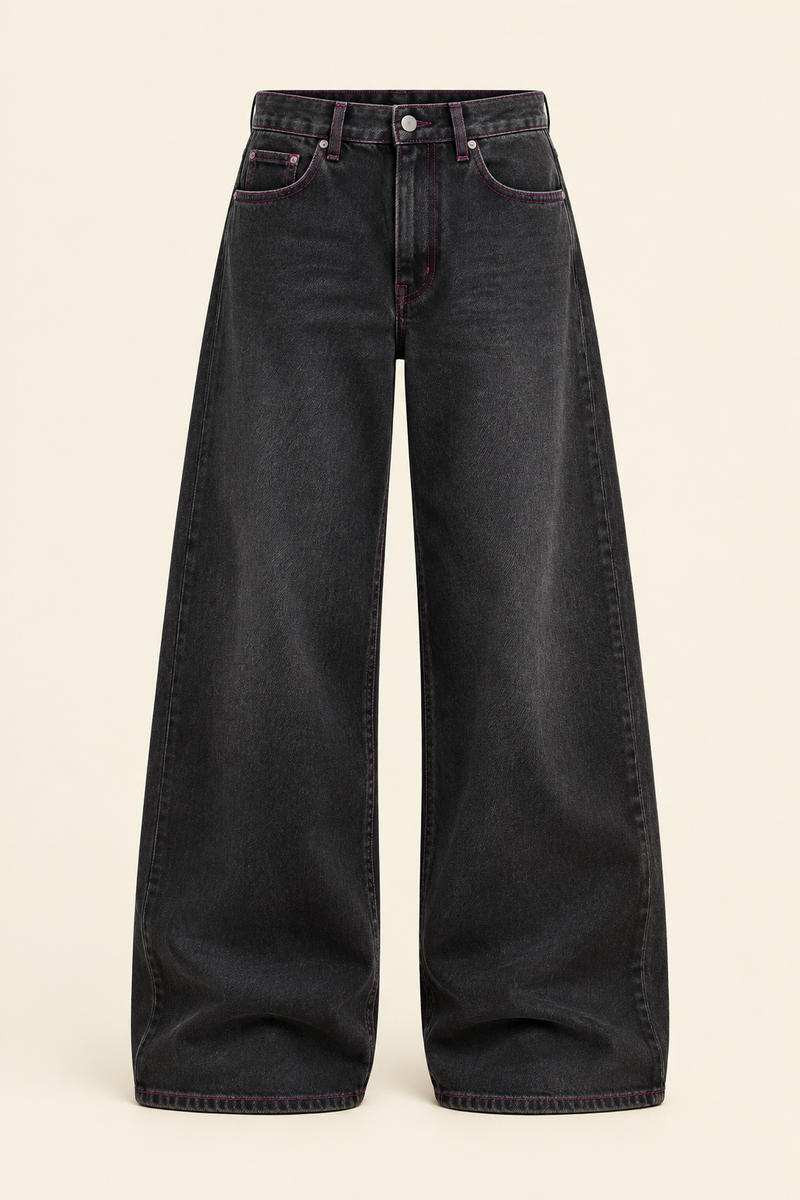 Charcoal Wide-Leg Denim